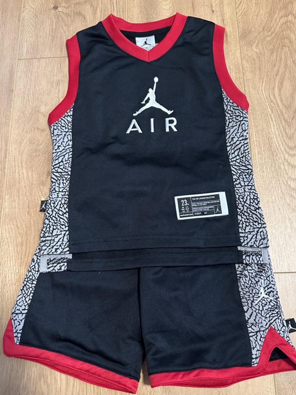 Jordan Black & Red Boys Basketball Tank and Shorts Set
